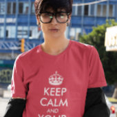 Navy Blue en White Keep Calm en Jouw tekst T-shirt