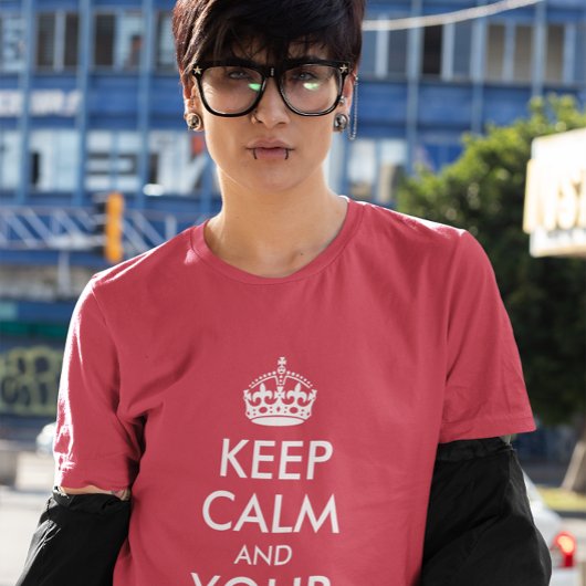 Navy Blue en White Keep Calm en Jouw tekst T-shirt