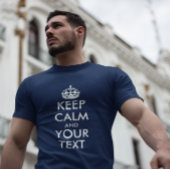 Navy Blue en White Keep Calm en Jouw tekst T-shirt