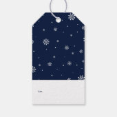 Navy Blue en White | Kerstmis met licht en sneeuw Cadeaulabel (Achterkant)