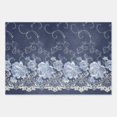 Navy Blue en White Lace Inpakpapier Vel (Voorkant 3)