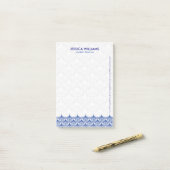 Navy Blue en White Lace Post-it® Notes (Op bureau)