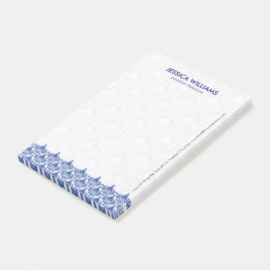 Navy Blue en White Lace Post-it® Notes (Schuin)
