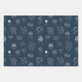 Navy Blue en White Lady Monster Line Art Inpakpapier Vel (Voorkant 3)