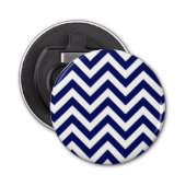 Navy Blue en White Large Chevron ZigZag Pattern Button Flesopener (Voorkant)