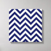Navy Blue en White Large Chevron ZigZag Pattern Canvas Afdruk (Voorkant)