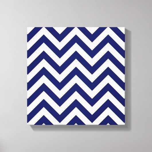 Navy Blue en White Large Chevron ZigZag Pattern Canvas Afdruk (Voorkant)