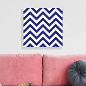 Navy Blue en White Large Chevron ZigZag Pattern Canvas Afdruk (Insitu (Woonkamer))