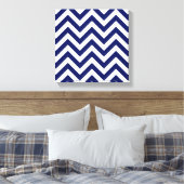 Navy Blue en White Large Chevron ZigZag Pattern Canvas Afdruk (Insitu (Slaapkamer))