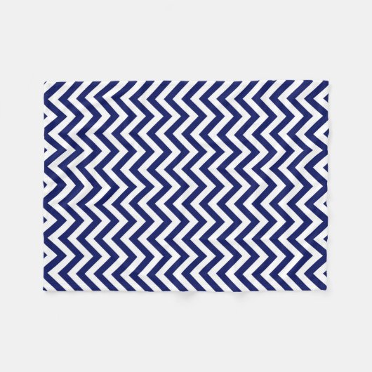 Navy Blue en White Large Chevron ZigZag Pattern Fleece Deken (Voorkant (Horizontaal))