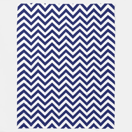 Navy Blue en White Large Chevron ZigZag Pattern Fleece Deken (Voorkant)