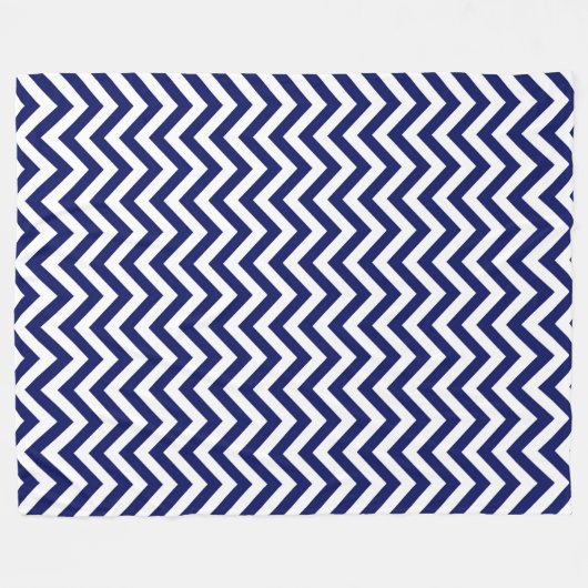 Navy Blue en White Large Chevron ZigZag Pattern Fleece Deken (Voorkant (Horizontaal))