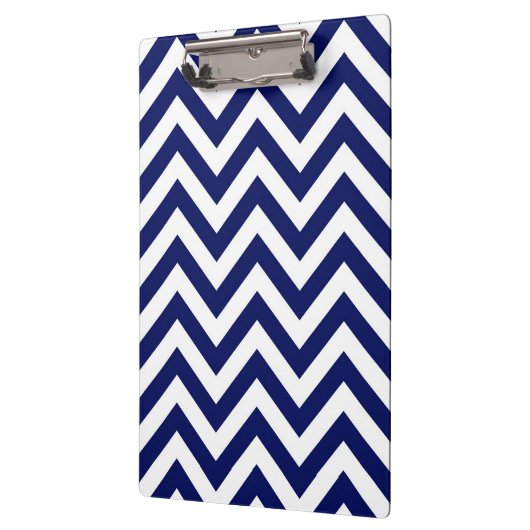 Navy Blue en White Large Chevron ZigZag Pattern Klembord (Links)