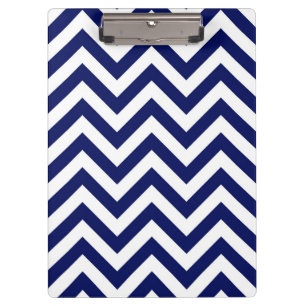 Navy Blue en White Large Chevron ZigZag Pattern Klembord