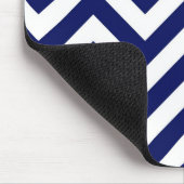 Navy Blue en White Large Chevron ZigZag Pattern Muismat (Hoek)