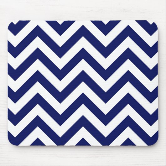 Navy Blue en White Large Chevron ZigZag Pattern Muismat (Voorkant)