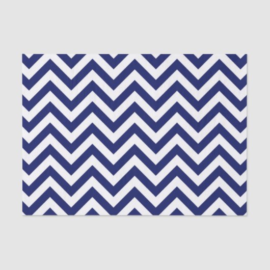 Navy Blue en White Large Chevron ZigZag Pattern Tissuepapier (Voorkant)
