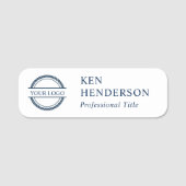 Navy-Blue en White Logo Naamplaatje (Voorkant)