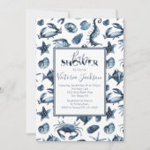 Navy Blue en White Marine Boy Baby shower Kaart (Voorkant)