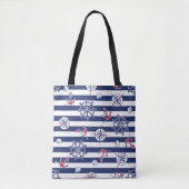 Navy Blue en White Marine Shoulder Canvas tas (Voorkant)