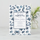 Navy Blue en White Marine Vrijgezellenfeest Kaart (Staand voorkant)