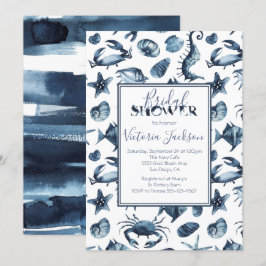 Navy Blue en White Marine Vrijgezellenfeest Kaart