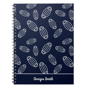 Navy Blue en White Medical Face Mask Pattern Notitieboek