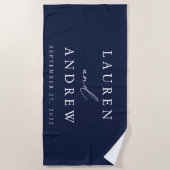 Navy Blue en White Minimalist, gepersonaliseerd Strandlaken (Voorkant)