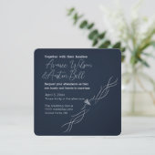Navy Blue en White Minimalist Wedding Kaart (Staand voorkant)
