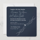 Navy Blue en White Minimalist Wedding Kaart (Voorkant)