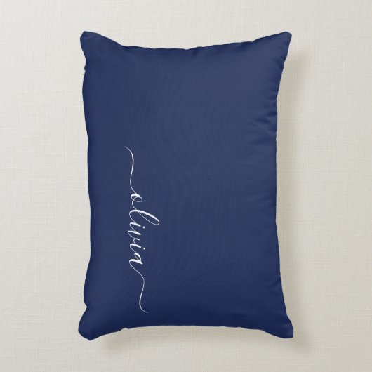 Navy Blue en White Modern Monogram Accent Kussen (Voorkant(Verticaal))