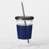 Navy Blue en White Modern Monogram Acryl Drinkbeker (Links)