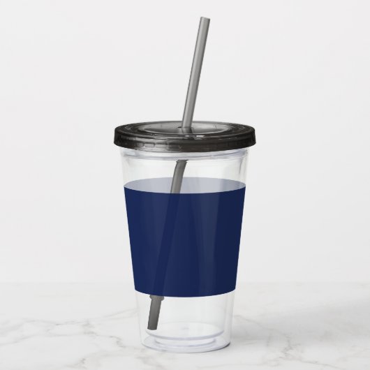 Navy Blue en White Modern Monogram Acryl Drinkbeker (Achterkant)