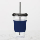 Navy Blue en White Modern Monogram Acryl Drinkbeker (Rechts)