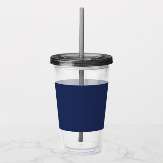 Navy Blue en White Modern Monogram Acryl Drinkbeker (Rechts)