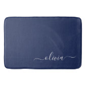 Navy Blue en White Modern Monogram Badmat (Voorkant)