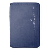 Navy Blue en White Modern Monogram Badmat (Voorkant Verticaal)