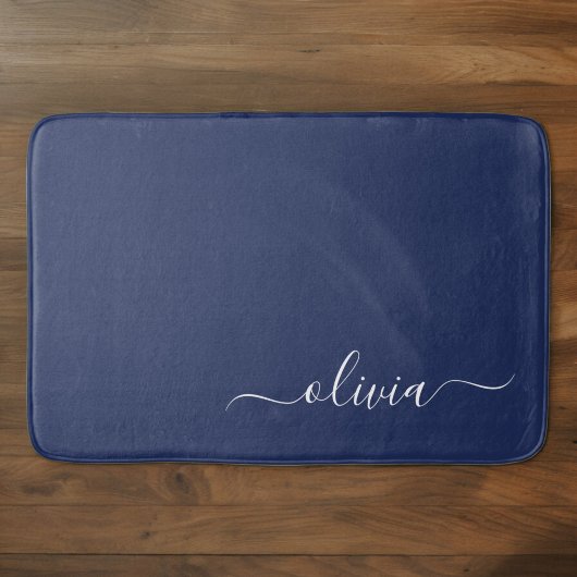 Navy Blue en White Modern Monogram Badmat