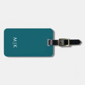 Navy Blue en White | Modern monogram Bagagelabel (Voorkant horizontaal)