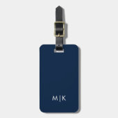 Navy Blue en White | Modern monogram Bagagelabel (Voorkant verticaal)