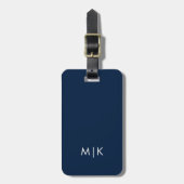 Navy Blue en White | Modern monogram Bagagelabel (Voorkant verticaal)