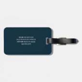 Navy Blue en White | Modern monogram Bagagelabel (Achterkant horizontaal)