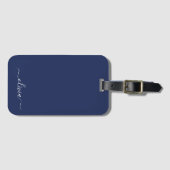 Navy Blue en White Modern Monogram Bagagelabel (Voorkant (horizontaal))