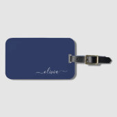 Navy Blue en White Modern Monogram Bagagelabel (Voorkant (horizontaal))