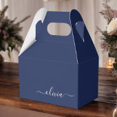 Navy Blue en White Modern Monogram Bedankdoosjes