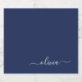 Navy Blue en White Modern Monogram Bier Etiket (Enkel label)