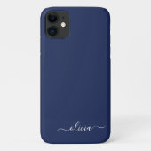 Navy Blue en White Modern Monogram Case-Mate iPhone Case (Achterkant)