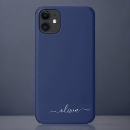 Navy Blue en White Modern Monogram Case-Mate iPhone Case
