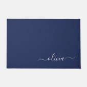 Navy Blue en White Modern Monogram Deurmat (Voorkant)