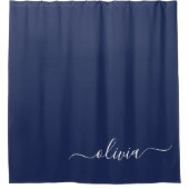 Navy Blue en White Modern Monogram Douchegordijn (Voorkant)